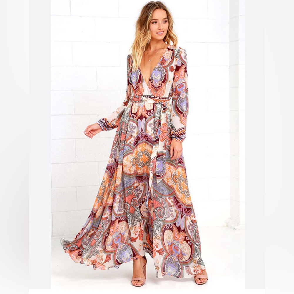 VICI- Cream Print Maxi Dress